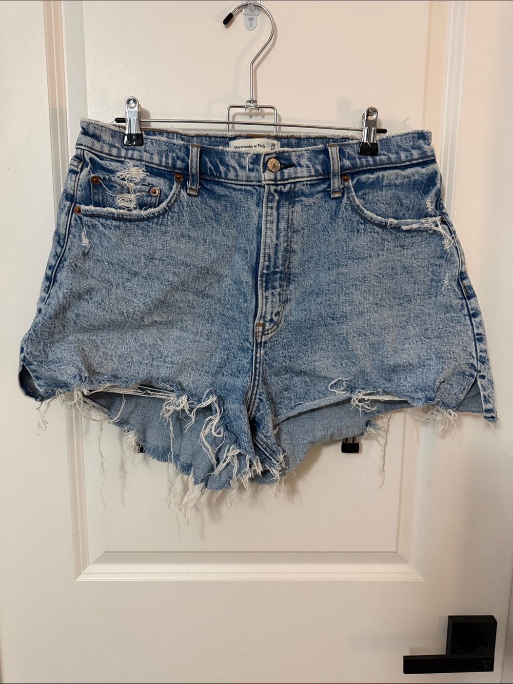 Abercrombie & Fitch Light Blue Distressed Denim Shorts